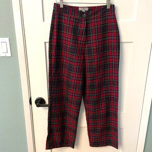 ASOS Red Plaid High Waisted Trousers